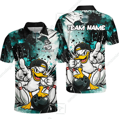 Custom Bowling Jersey Polo Shirt, Cool Duck Bowling, Custom Bowling Jersey Team Shirt For Players With Name & Team Name