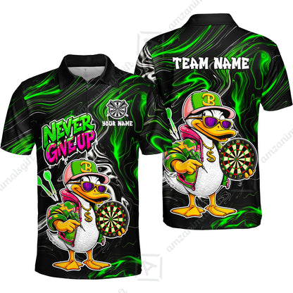 Customized Darts Team Jersey, Duck Never Give Up, Personalized Darts Name And Team Name
