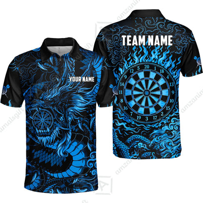 Custom Darts Jersey Polo Shirt, Dragon's Bullseye Darts, Custom Dart Jersey Team Shirt For Players With Name & Team Name