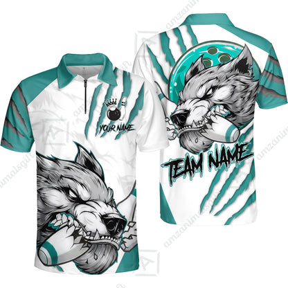 Customized Bowling Jerseys, Fierce Wolf Artwork Scratch, Uniform Bowling - Personalized Name And Team Name
