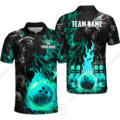 Custom Bowling Jersey Polo Shirt, Hellfire Werewolf & Crimson Strike, Custom Bowling Jersey Team Shirt For Players With Name & Team Name