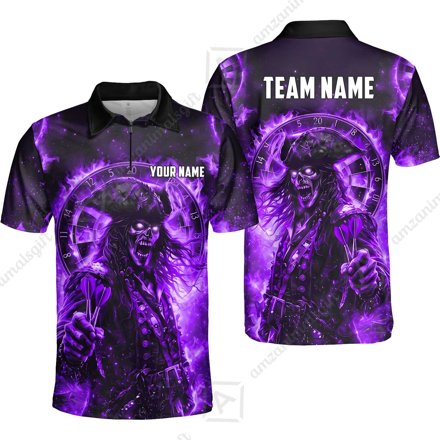 Custom Darts Jersey Polo Shirt, Ghost Pirate, Custom Dart Jersey Team Shirt For Players With Name & Team Name