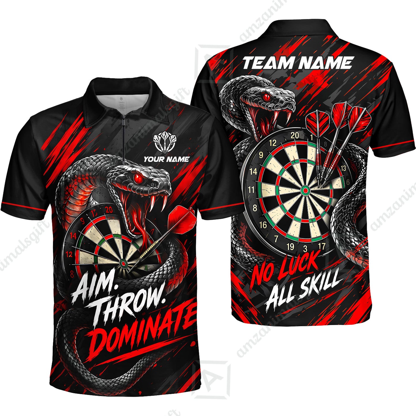Customized Darts Team Jersey, Personalized Snake Darts Abstract Background Polo Shirt For Players With Name & Team Name