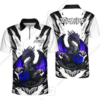 Custom Bowling Jersey Polo Shirt, Dragon Lover Custom Bowling Jersey Team Shirt For Players With Name & Team Name
