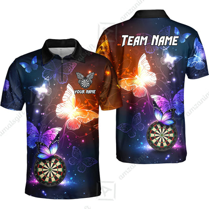 Custom Darts Jersey Polo Shirt, Butterfly Sparkle Darts, Custom Dart Jersey Team Shirt For Players With Name & Team Name