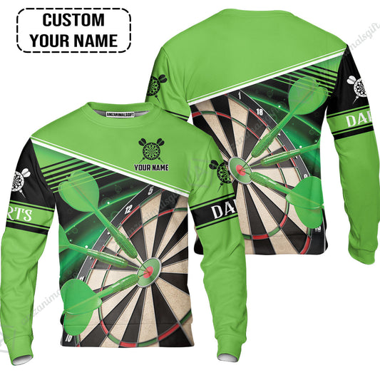 Customized Name Darts Sweatshirt, Best Green Darts Player Gift, Personalized Name Darts Sweatshirt