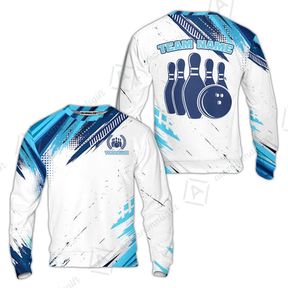 Custom Bowling Team Jerseys Polo Shirts, Blue Bowling uniforms - Personalized Name And Team Name
