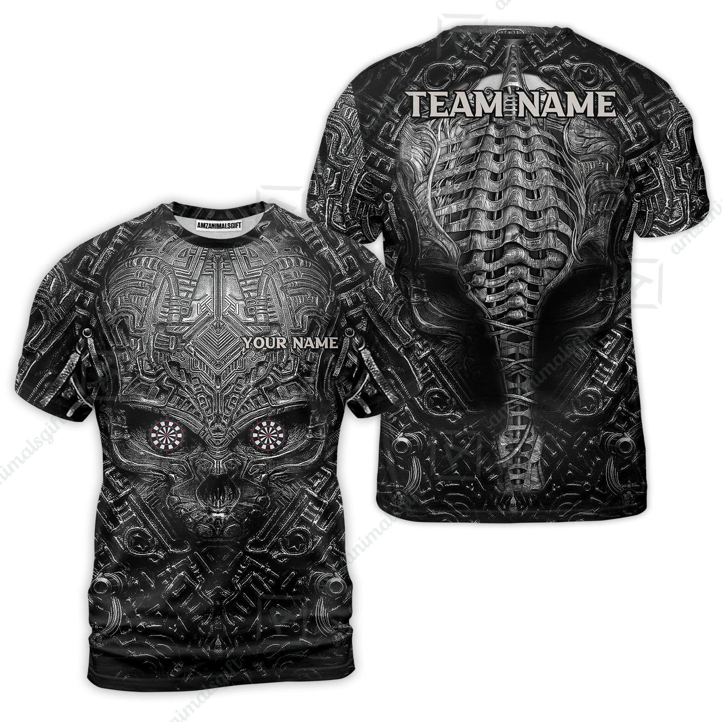 Personalized Darts Polo Shirt - Custom Name Metal Skull Dartboard - Skull And Darts Polo Shirt For Dart Team, Darts Lover