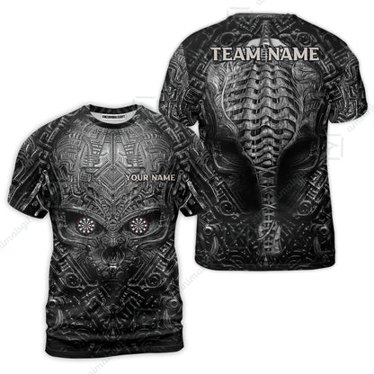 Personalized Darts Polo Shirt - Custom Name Metal Skull Dartboard - Skull And Darts Polo Shirt For Dart Team, Darts Lover