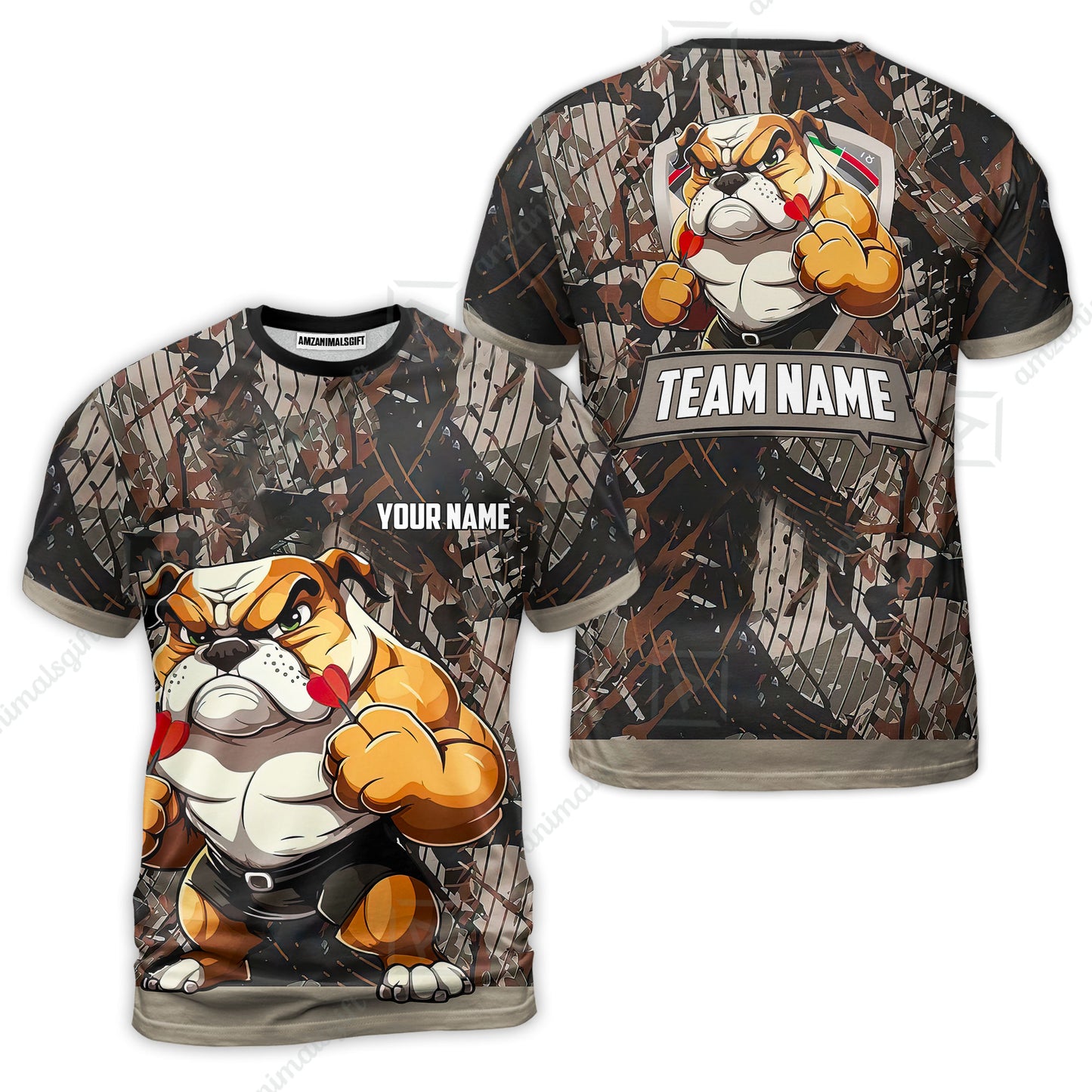 Personalized Darts Polo Shirt - Custom Name Darts & Bulldog Polo Shirt - Polo Shirt For Bulldog Lover, Darts Lover