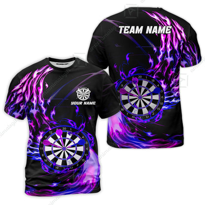 Personalized Darts Hawaiian Shirt - Custom Name & Team Name Darts Purple Fire Polo Shirt For Women, Darts Team, Darts Lover