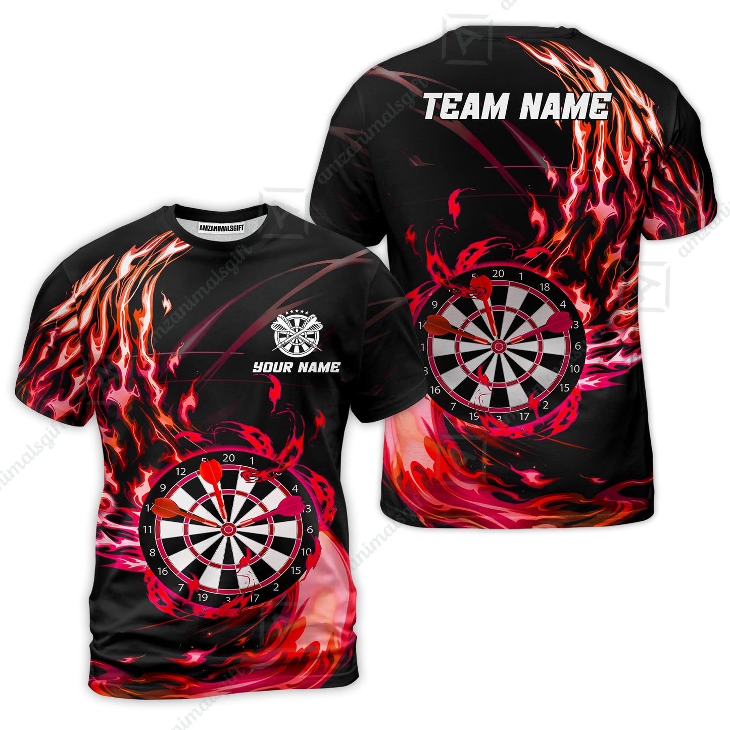 Personalized Darts Hawaiian Shirt - Custom Name & Team Name Darts Purple Fire Polo Shirt For Women, Darts Team, Darts Lover