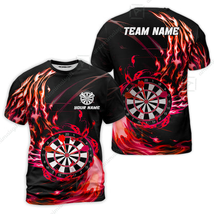 Personalized Darts Hawaiian Shirt - Custom Name & Team Name Darts Purple Fire Polo Shirt For Women, Darts Team, Darts Lover