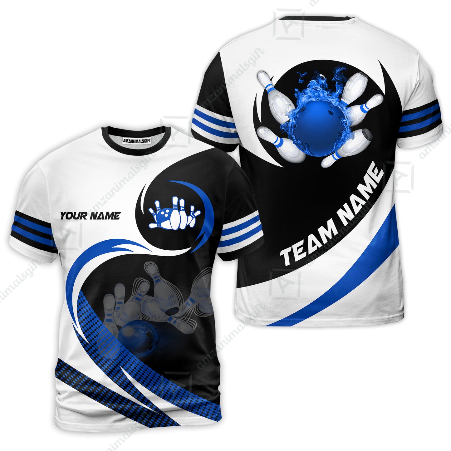 Custom Bowling Team Jersey Shirts, Custom Flame Ball Bowling Uniforms Unisex Polo, Multi Colors Personalized Name And Team Name