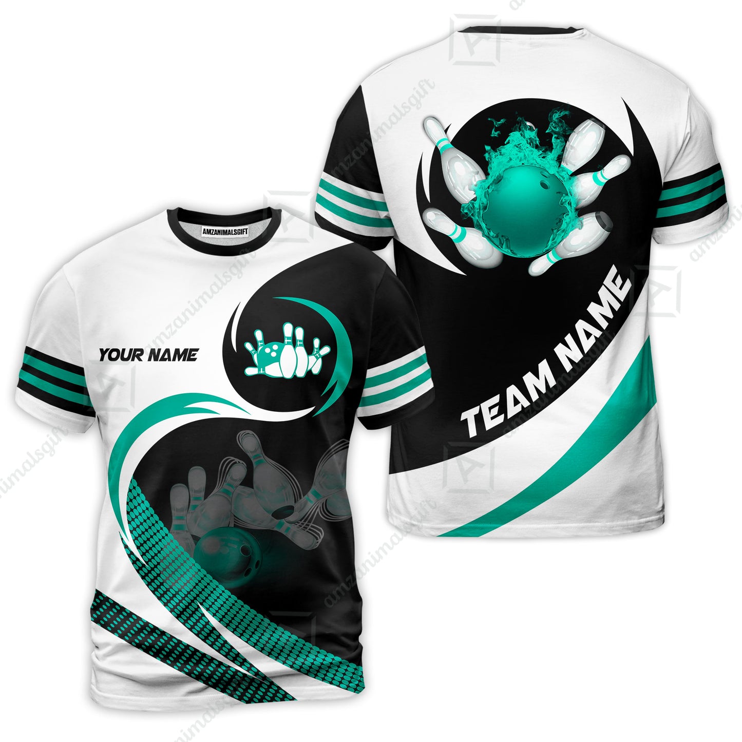 Custom Bowling Team Jersey Shirts, Custom Flame Ball Bowling Uniforms Unisex Polo, Multi Colors Personalized Name And Team Name