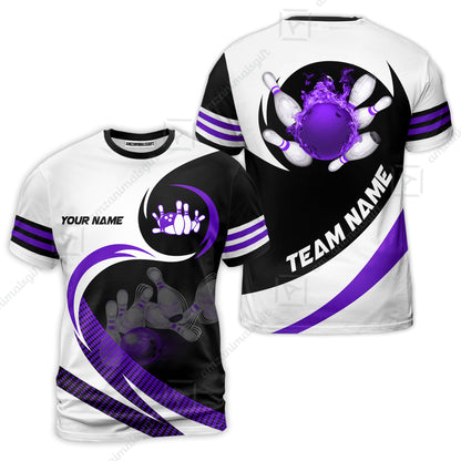 Custom Bowling Team Jersey Shirts, Custom Flame Ball Bowling Uniforms Unisex Polo, Multi Colors Personalized Name And Team Name