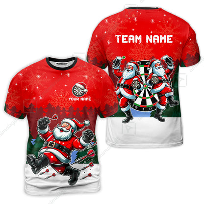 Custom Funny Santa Darts Team Unisex Polo Shirts, Darts uniforms Funny Santa Personalized Name And Team Name
