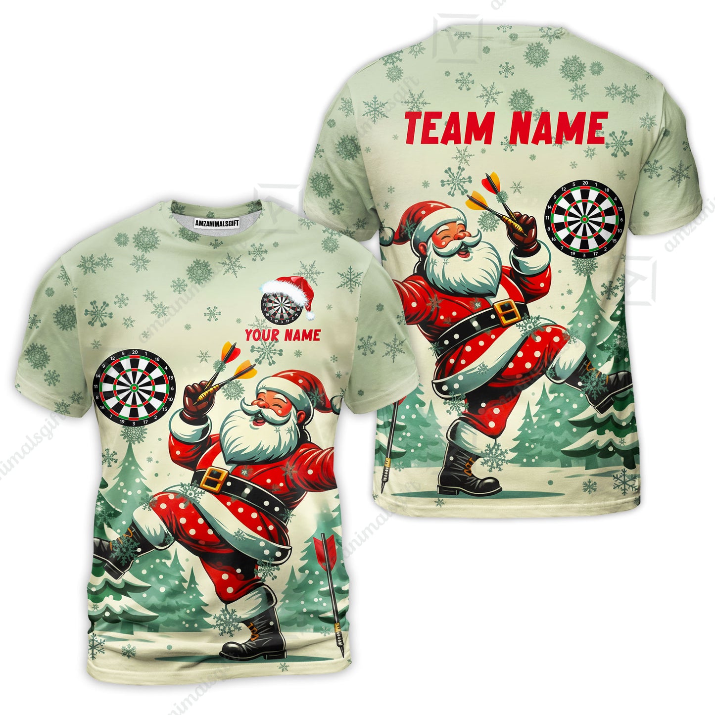 Custom Funny Santa Darts Team Unisex Polo Shirts, Darts uniforms Funny Santa Personalized Name And Team Name