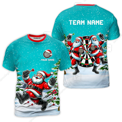 Custom Funny Santa Darts Team Unisex Polo Shirts, Darts uniforms Funny Santa Personalized Name And Team Name