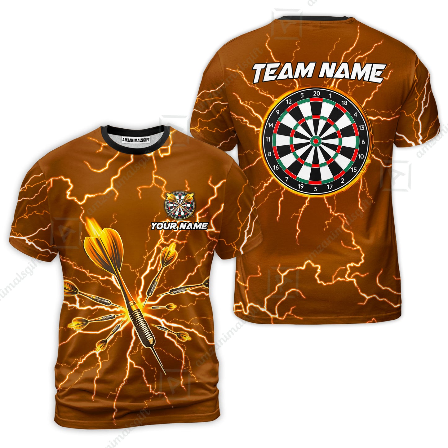 Custom Thunder Lightning Darts Quarter Men Polo Team Shirts,  Custom Darts Team Jerseys Uniform, Personalized Name And Team Name