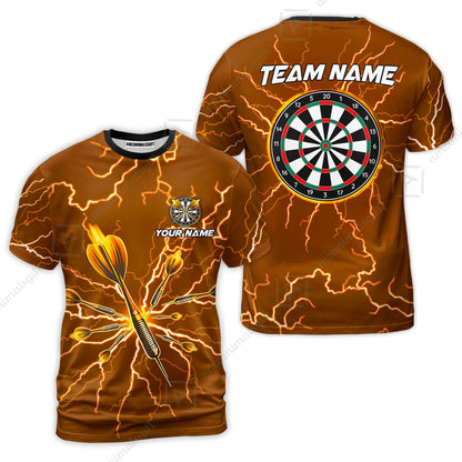 Custom Thunder Lightning Darts Quarter Men Polo Team Shirts,  Custom Darts Team Jerseys Uniform, Personalized Name And Team Name