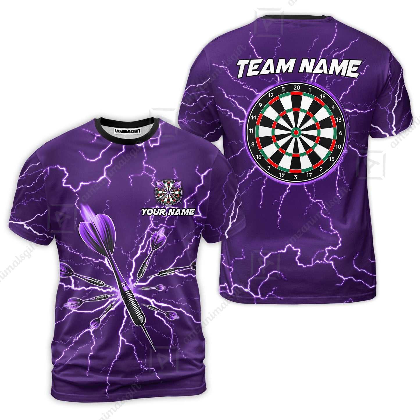 Custom Thunder Lightning Darts Quarter Men Polo Team Shirts,  Custom Darts Team Jerseys Uniform, Personalized Name And Team Name
