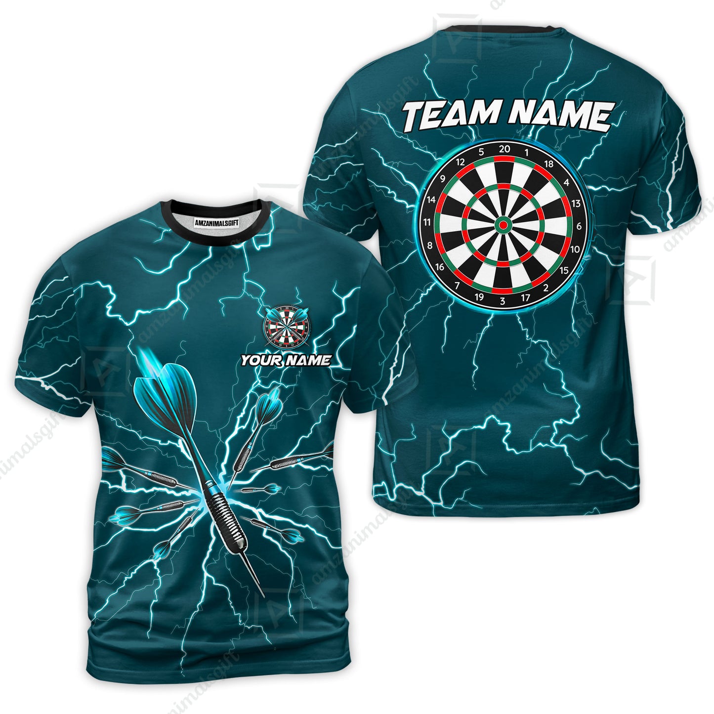 Custom Thunder Lightning Darts Quarter Men Polo Team Shirts,  Custom Darts Team Jerseys Uniform, Personalized Name And Team Name