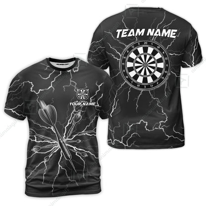 Custom Thunder Lightning Darts Quarter Men Polo Team Shirts,  Custom Darts Team Jerseys Uniform, Personalized Name And Team Name