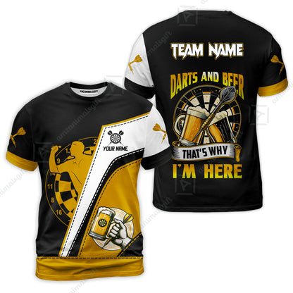 Custom Dart and Beer Jersey Polo Quarter-Zip Team Shirts, That's Why I'm Here Customized Name Team Name Darts Team Jerseys Uniform