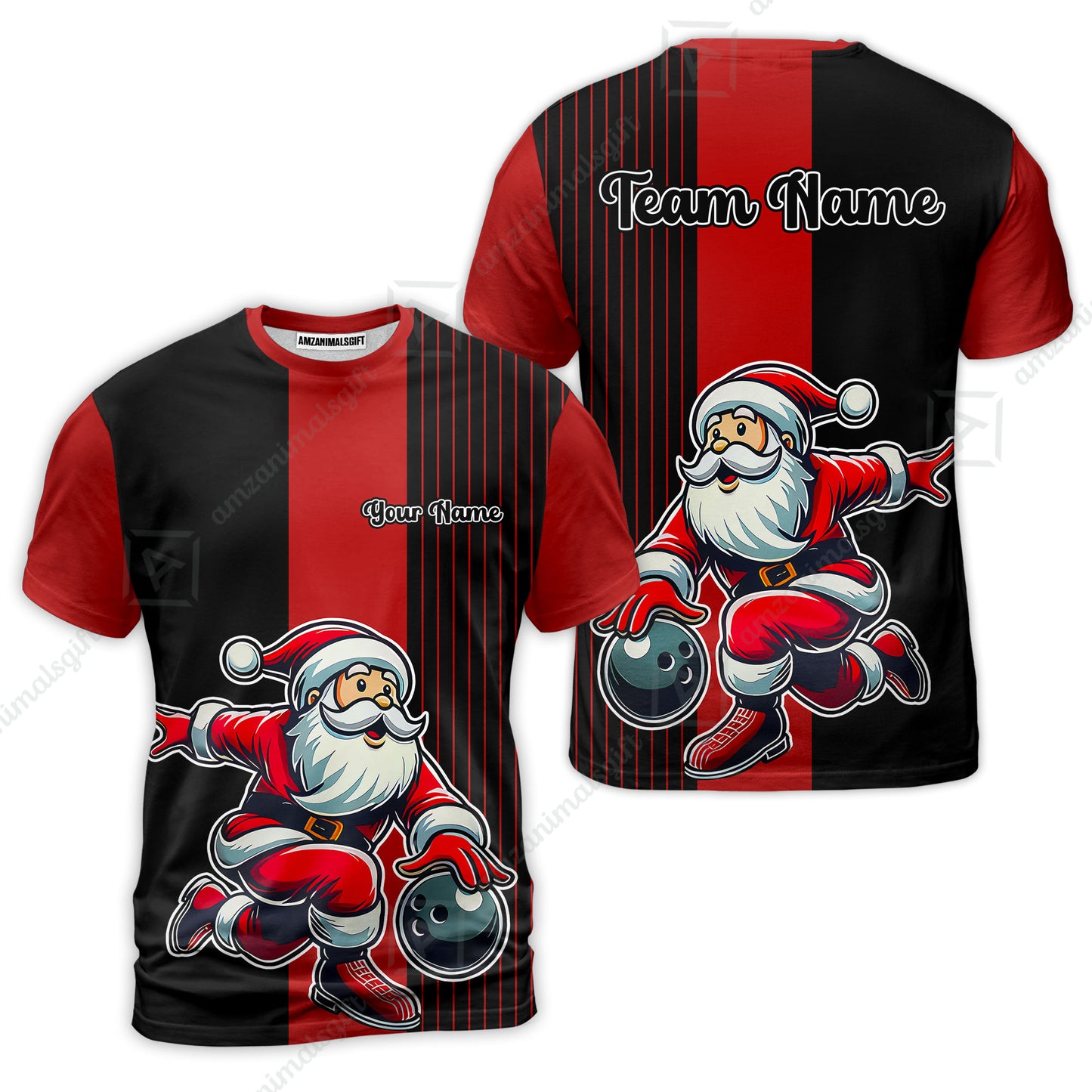 Custom Bowling Uniforms Christmas jerseys Funny Santa Bowling polo, Bowling Shirts Personalized Name And Team Name