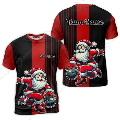 Custom Bowling Uniforms Christmas jerseys Funny Santa Bowling polo, Bowling Shirts Personalized Name And Team Name