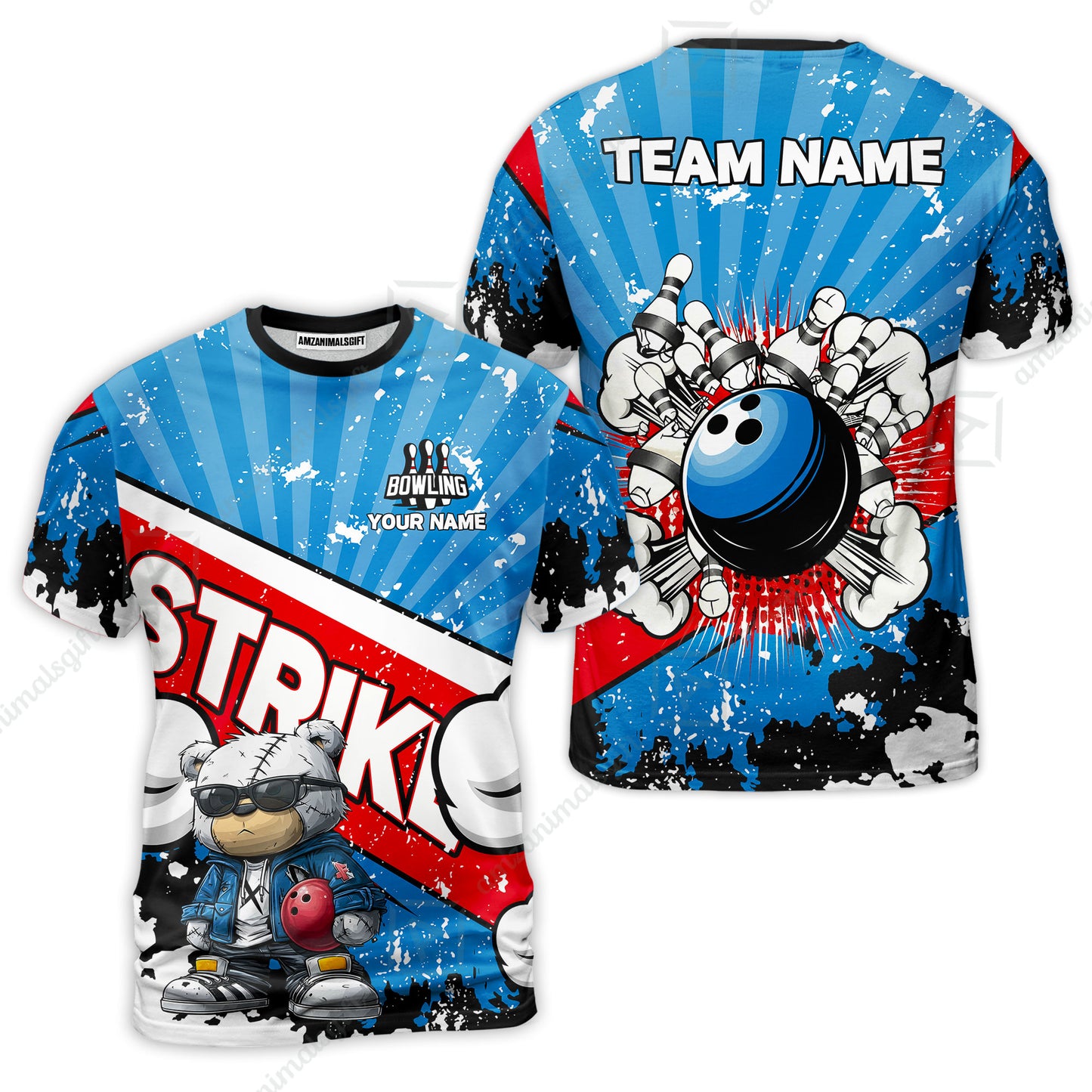 Customized Unisex Polo Shirt, Bowling Hip Hop Cartoon Design, Uniform Bowling - Personalized Name And Team Name