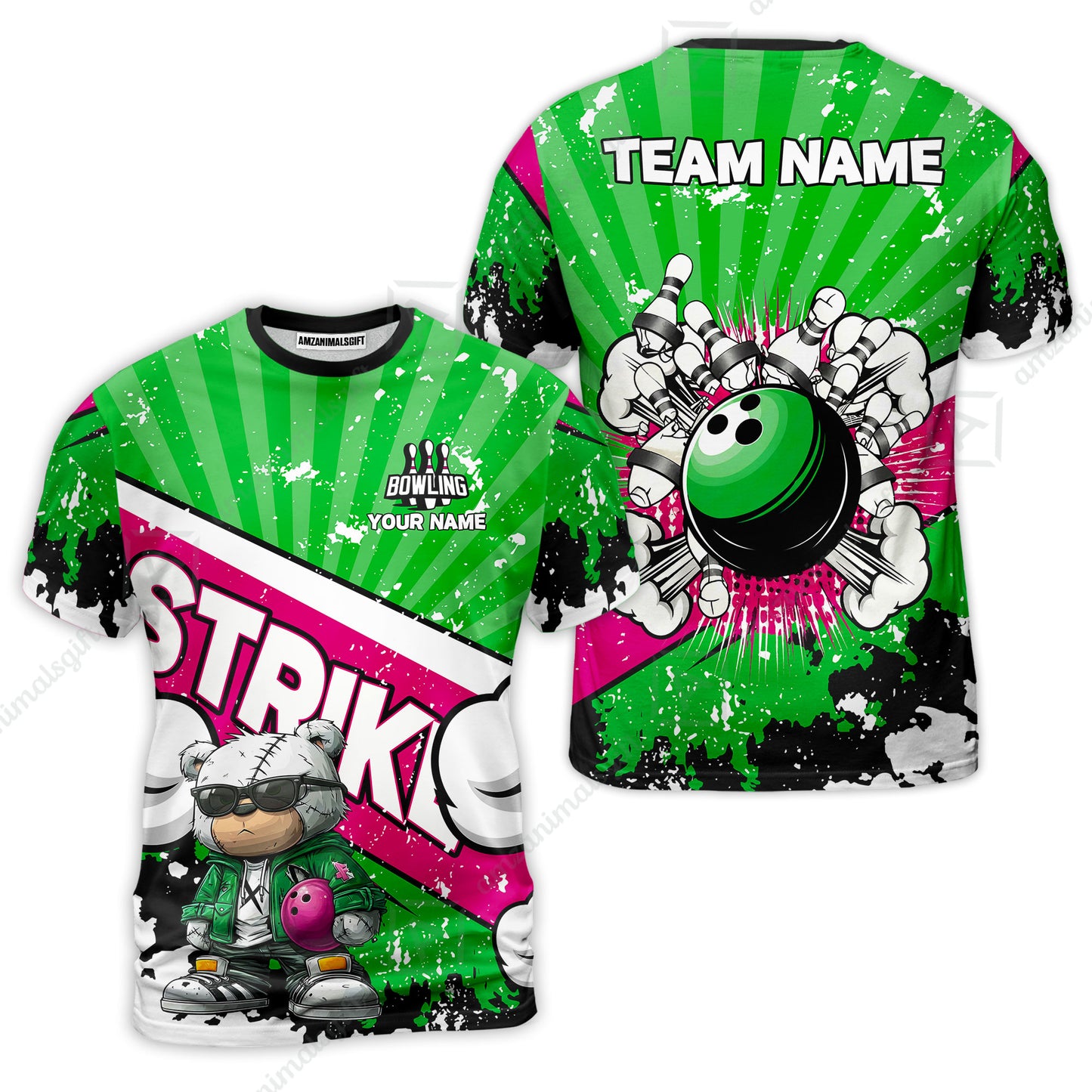 Customized Unisex Polo Shirt, Bowling Hip Hop Cartoon Design, Uniform Bowling - Personalized Name And Team Name