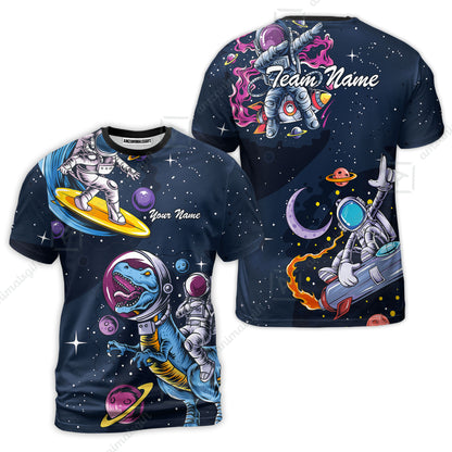 Customized Bowling Unisex Polo Shirt, Seraphic Galaxy Astronaut, Bowling Uniforms, Personalized Name And Team Name