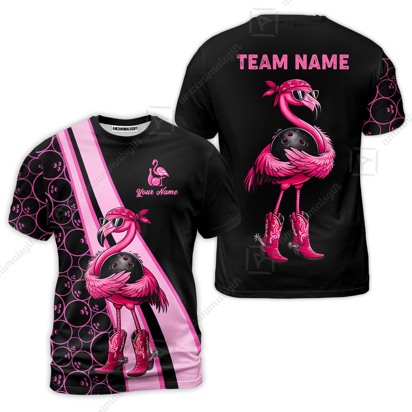 Custom Bowling Jersey Polo Shirt, Cowgirl Flamingo Bowling Custom Bowling Jersey Team Shirt For Players With Name & Team Name
