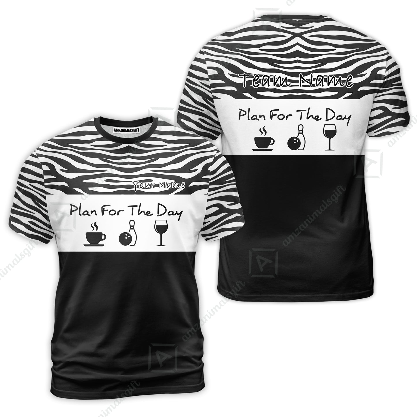 Custom Bowling Jersey Polo Shirt, Pink Zebra Pattern Bowling, Custom Bowling Jersey Team Shirt For Players With Name & Team Name