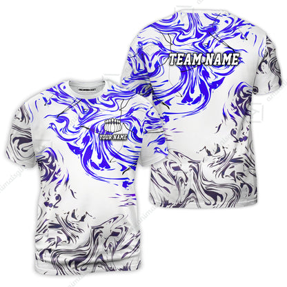 Customized Bowling Unisex Polo Shirt, Velocity Wave Marble Swirl Pattern Bowling, Personalized Name Team Name For Bowlers