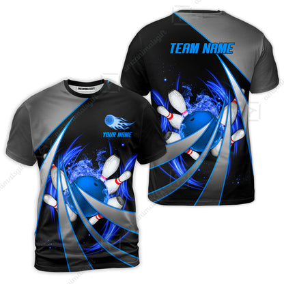 Customized Bowling Unisex Polo, Flame Bowling And Pins Tornado Pattern Multicolor Option Customized Name Zipper Polo Jerseys Shirts