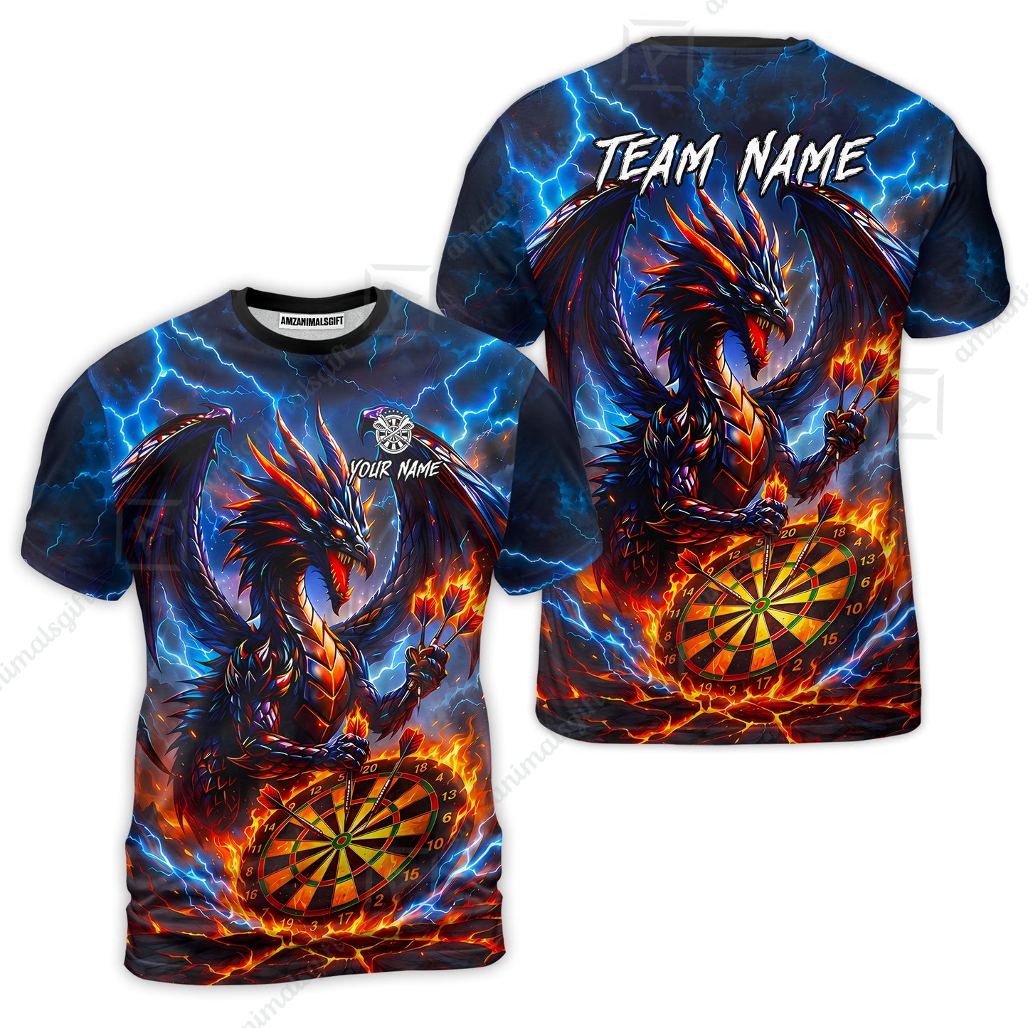 Custom Darts Jersey Polo Shirt, Dragon Fire Darts, Custom Dart Jersey Team Shirt For Players With Name & Team Name