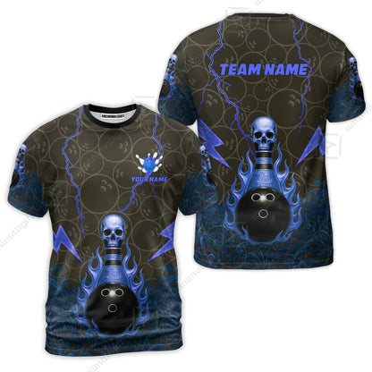 Custom Bowling Team Unisex Polo Shirt, Thunder Skull Strike Personalized Team Shirt, Custom Name and Team Name for Bowlers