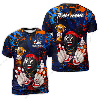 Custom Bowling Jersey Polo Shirt, Graffiti Champion, Custom Bowling Jersey Team Shirt For Players With Name & Team Name