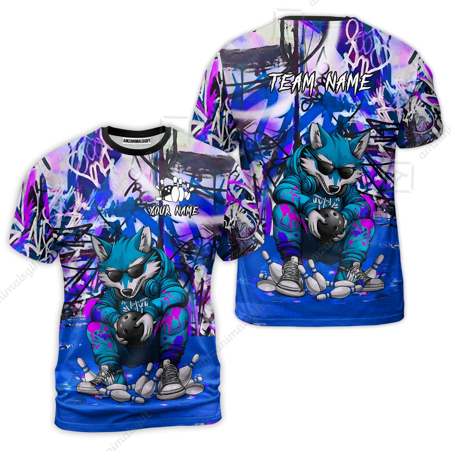 Custom Streetwear Wolf Bowling Jersey Polo Shirt, Custom Streetwear Wolf Bowling Jersey Team Shirt For Players With Name & Team Name
