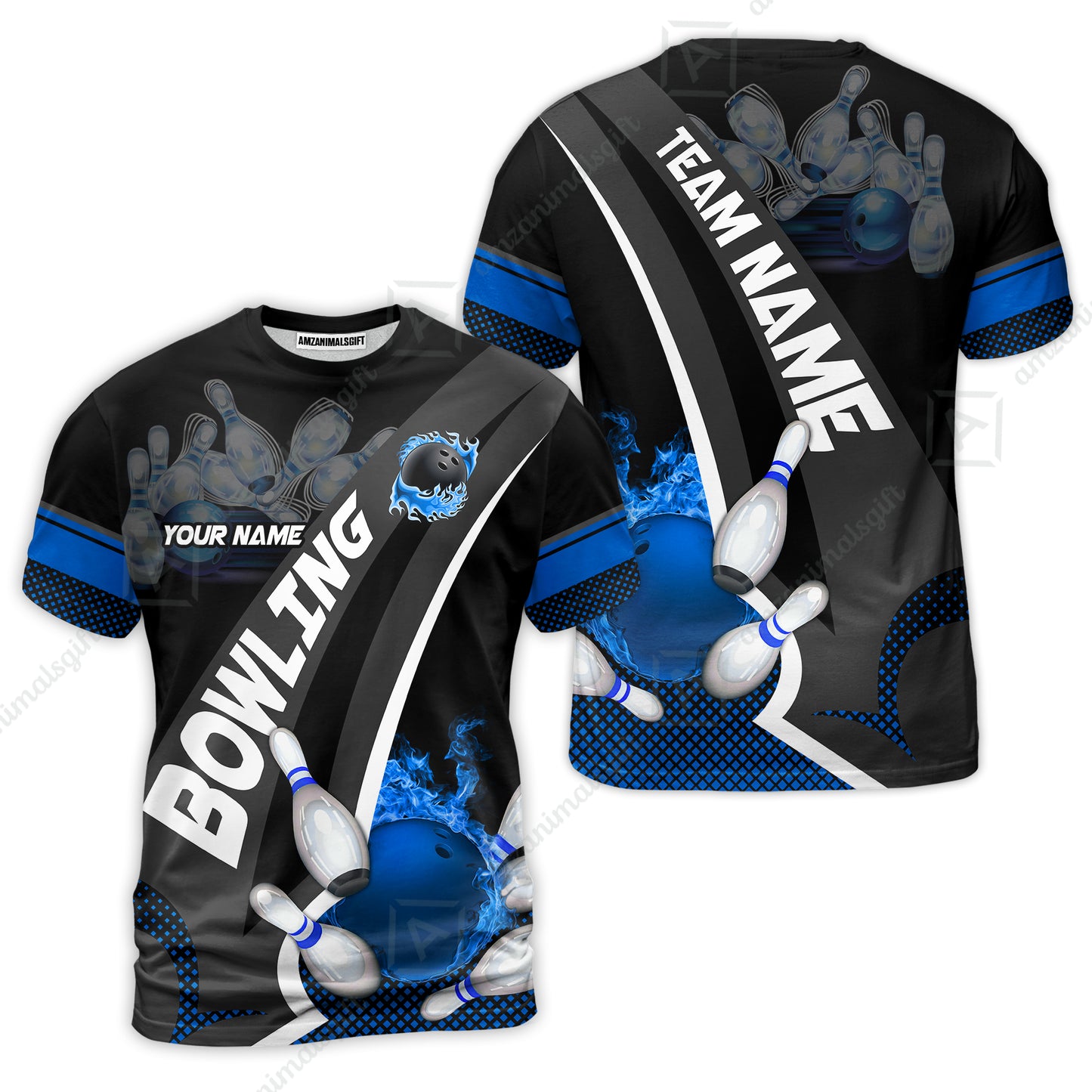 Customized Bowling Polo, Bowling And Pins Plame Premium Multicolor Option Personalized Name And Team Zipper Polo Jerseys Shirts