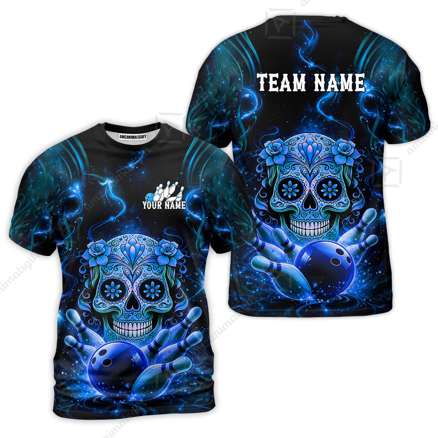 Customized Darts Team Jersey, Sugar Skull Bowler, Personalized Polo Shirt For Players With Name & Team Name