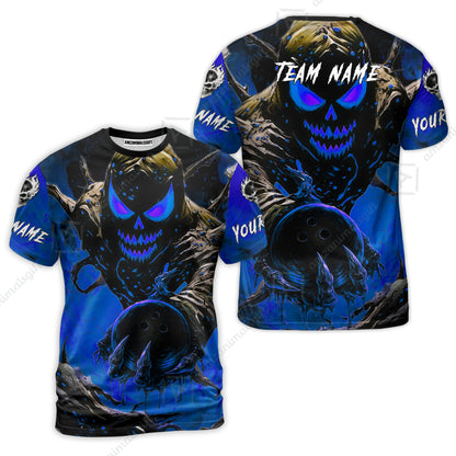 Custom Bowling Team Flat Neck Zip Jersey Shirt, Devil’s Strike Devil’s Strike Power Bowling Edition, Personalized Team Shirt with Custom Name