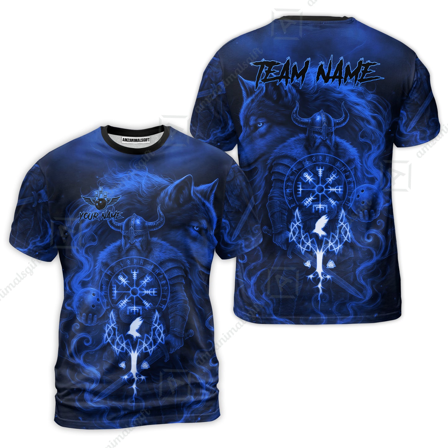 Customized Bowling Unisex Polo Shirt, Bowling Viking Man and Wolf, Bowling Uniform - Personalized Name And Team Name