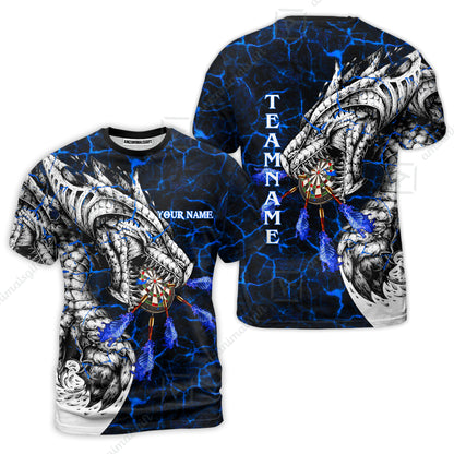 Customized Darts Team T-Shirt, Darts And Dragon With Magma Personalized T-Shirt For Darts Players, Darts Team