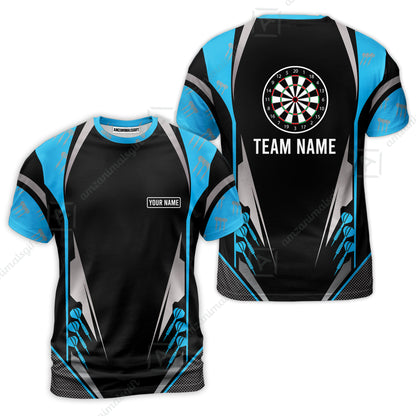 Customized Darts Team T-Shirt, Dartboard Center Multicolor Option With Personalized Name And Team Name