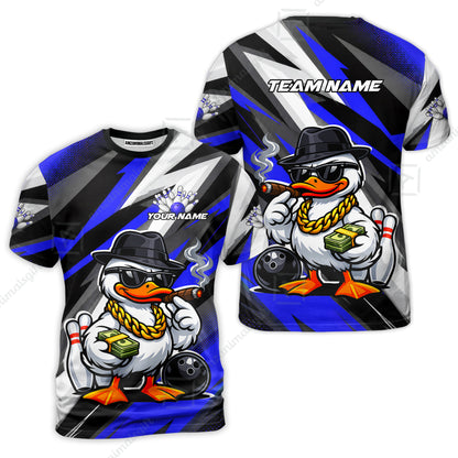 Custom Bowling Jersey Polo Shirt, Boss Hustle Duck Gangster Style, Custom Bowling Jersey Team Shirt For Players With Name and Team Name