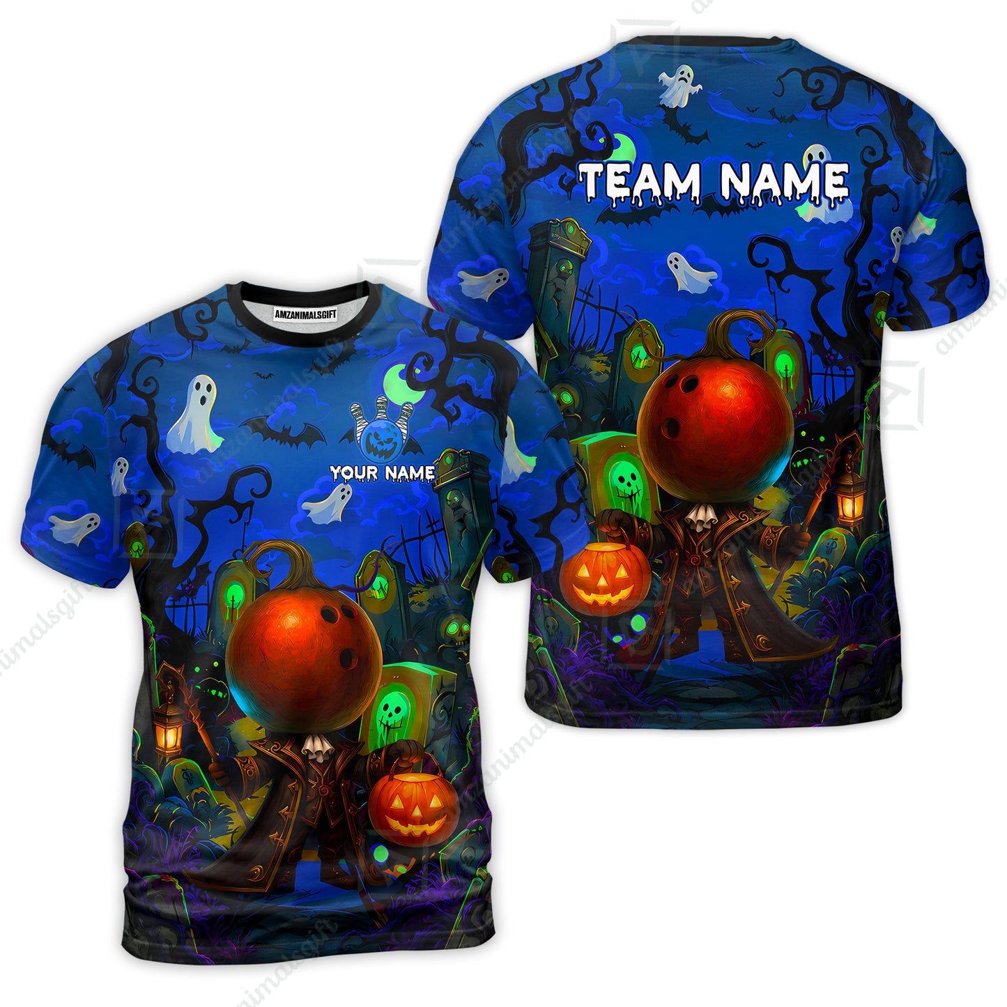 Custom Bowling Jersey Polo Shirt, Halloween Spooky Strike, Custom Bowling Jersey Team Shirt For Players With Name & Team Name